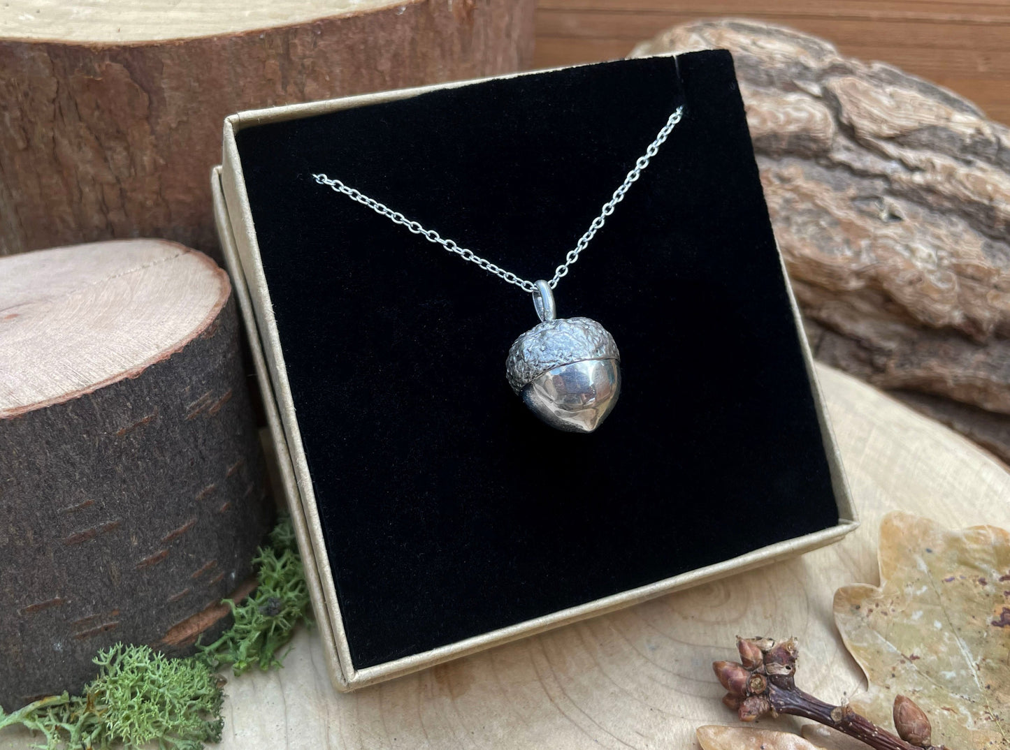 Chunky Silver Acorn Necklace by Curious Magpie Jewellery