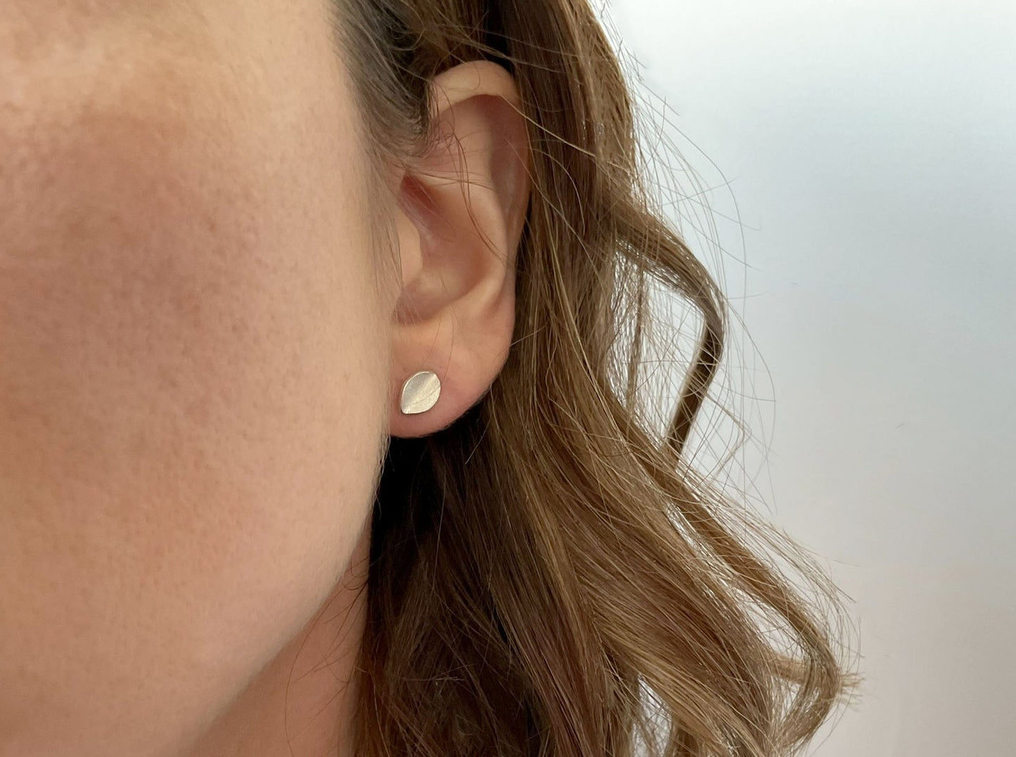 Frosted Silver Leaf Stud Earrings by Curious Magpie Jewellery