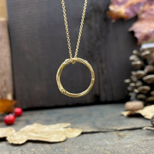 Gold Twig Ring Necklace by Curious Magpie Jewellery