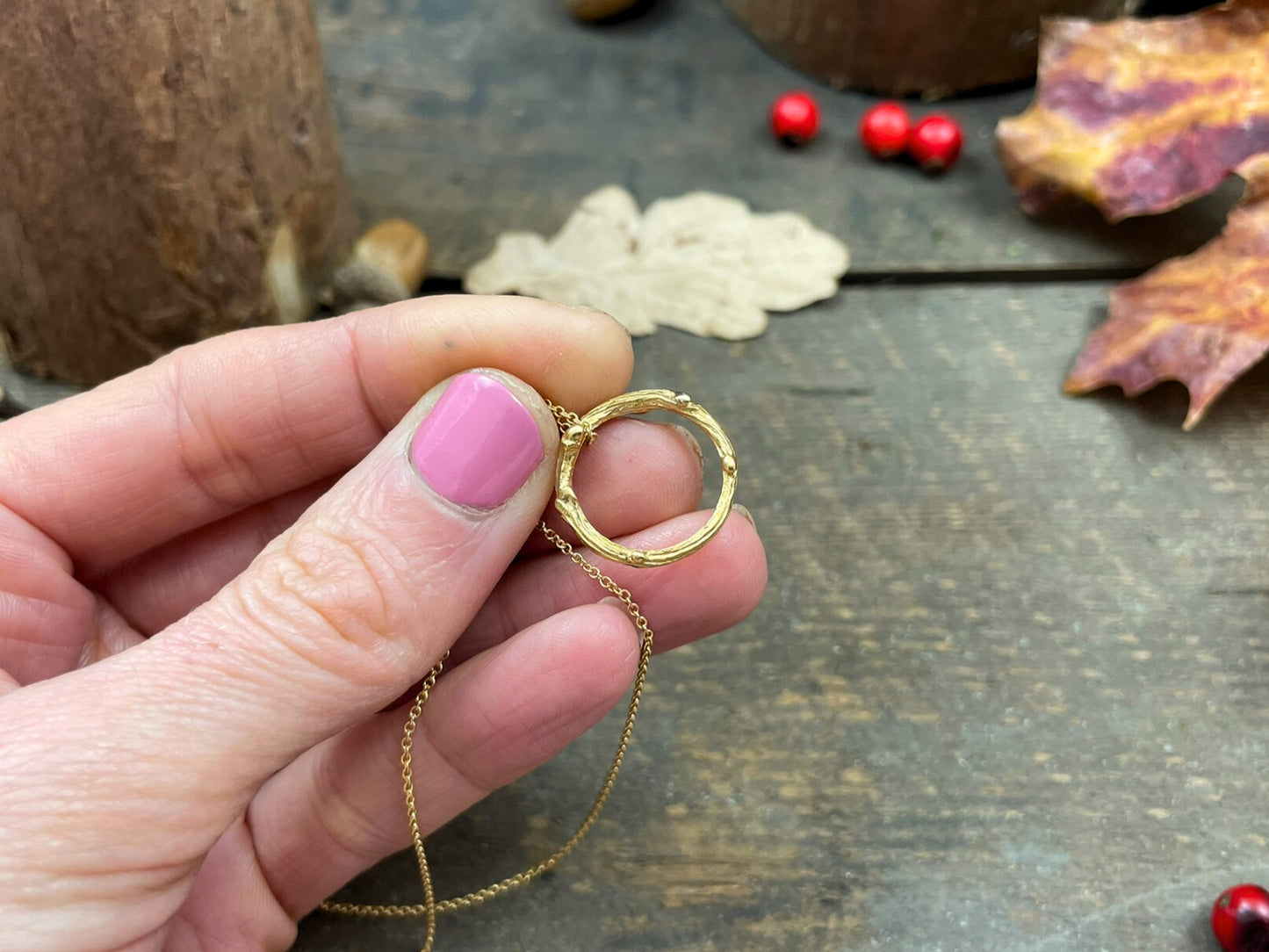 Gold Twig Ring Necklace by Curious Magpie Jewellery