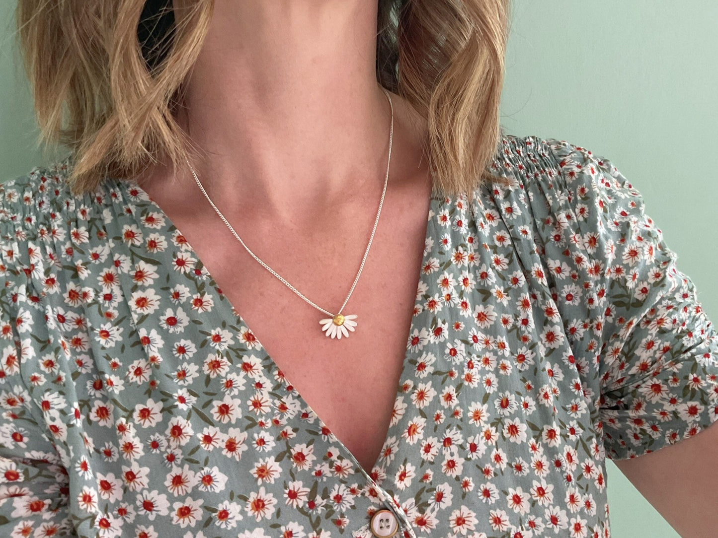 Gold & Silver Daisy Fan Necklace by Curious Magpie Jewellery