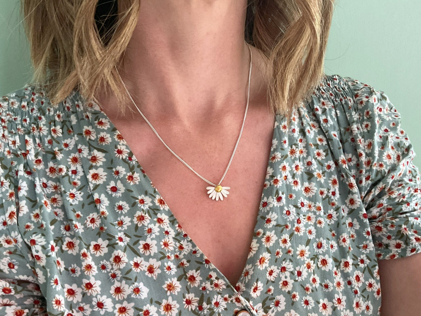 Gold & Silver Daisy Fan Necklace by Curious Magpie Jewellery