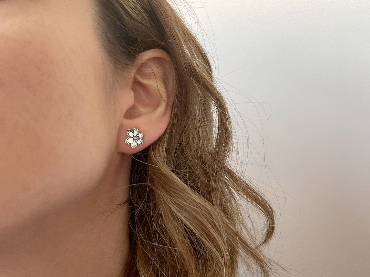 Oxidised Silver Blossom Stud Earrings by Curious Magpie Jewellery