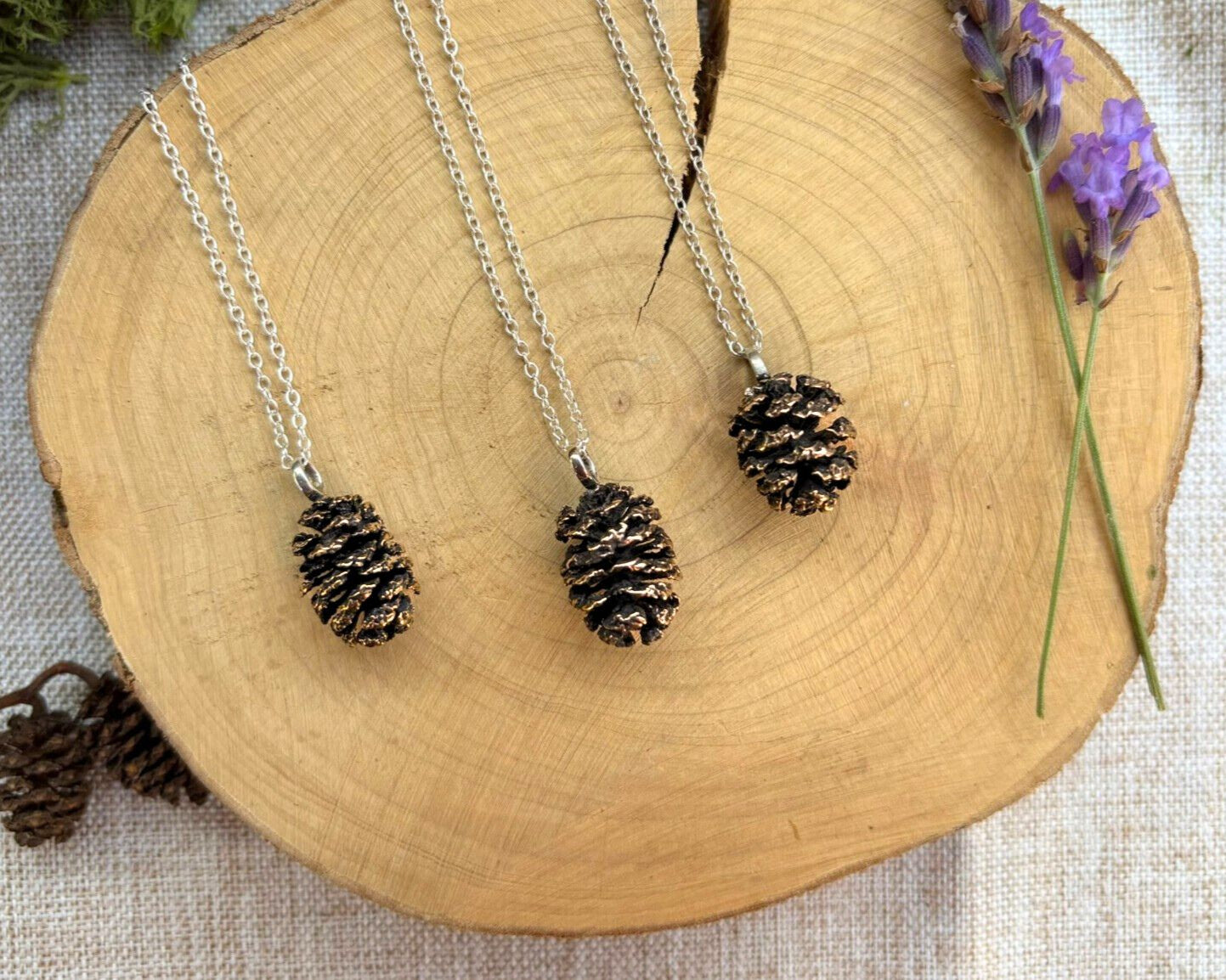 Pink Bronze Pinecone Necklace by Curious Magpie Jewellery