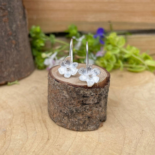 Silver Blossom Drop Earrings by Curious Magpie Jewellery
