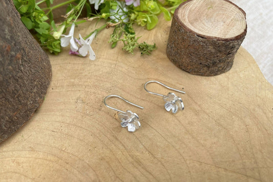Silver Blossom Drop Earrings by Curious Magpie Jewellery