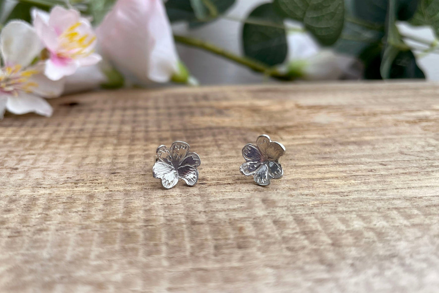 Silver Blossom Stud Earrings by Curious Magpie Jewellery