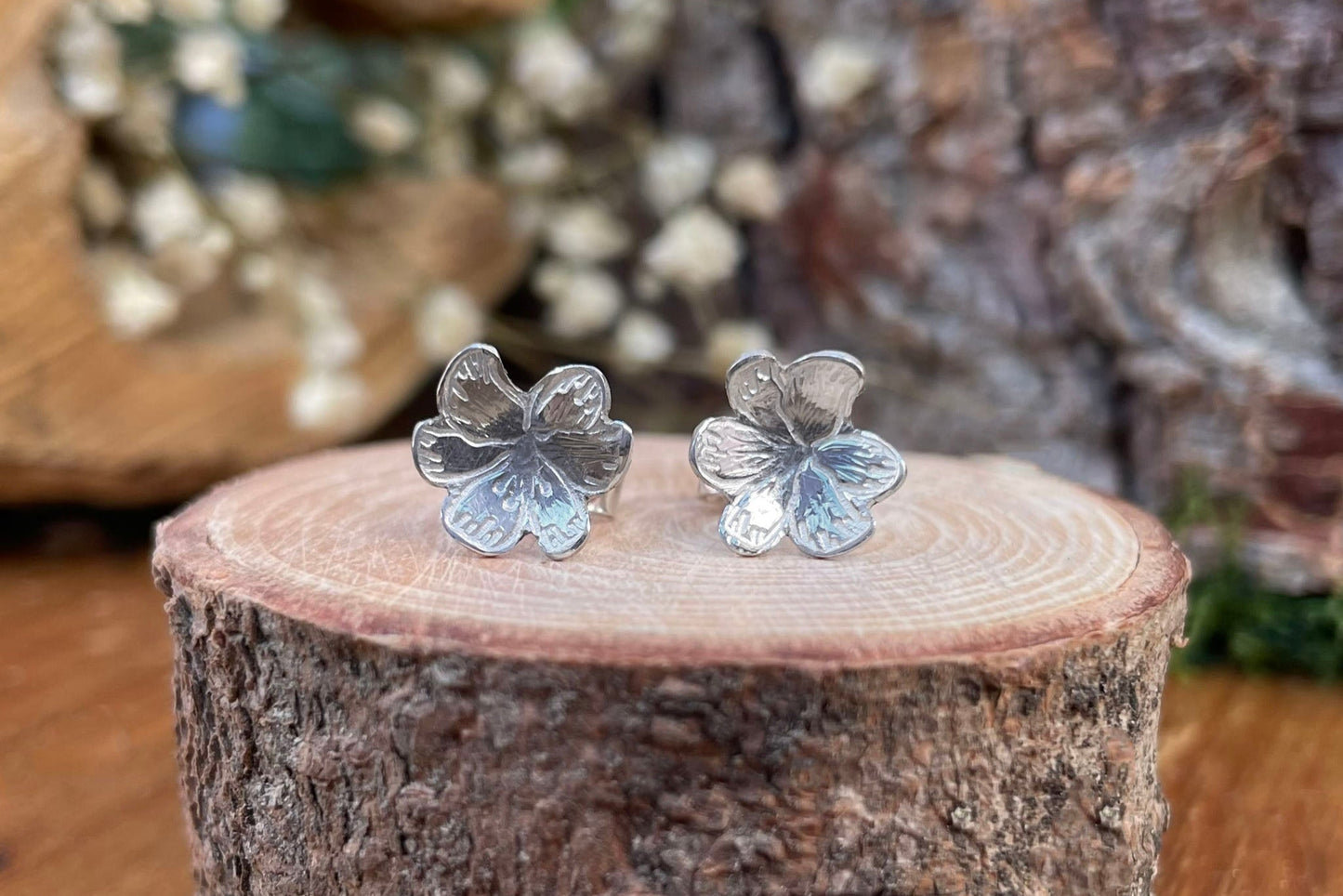 Silver Blossom Stud Earrings by Curious Magpie Jewellery