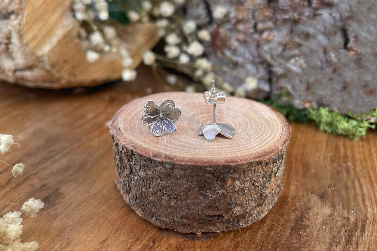 Silver Blossom Stud Earrings by Curious Magpie Jewellery
