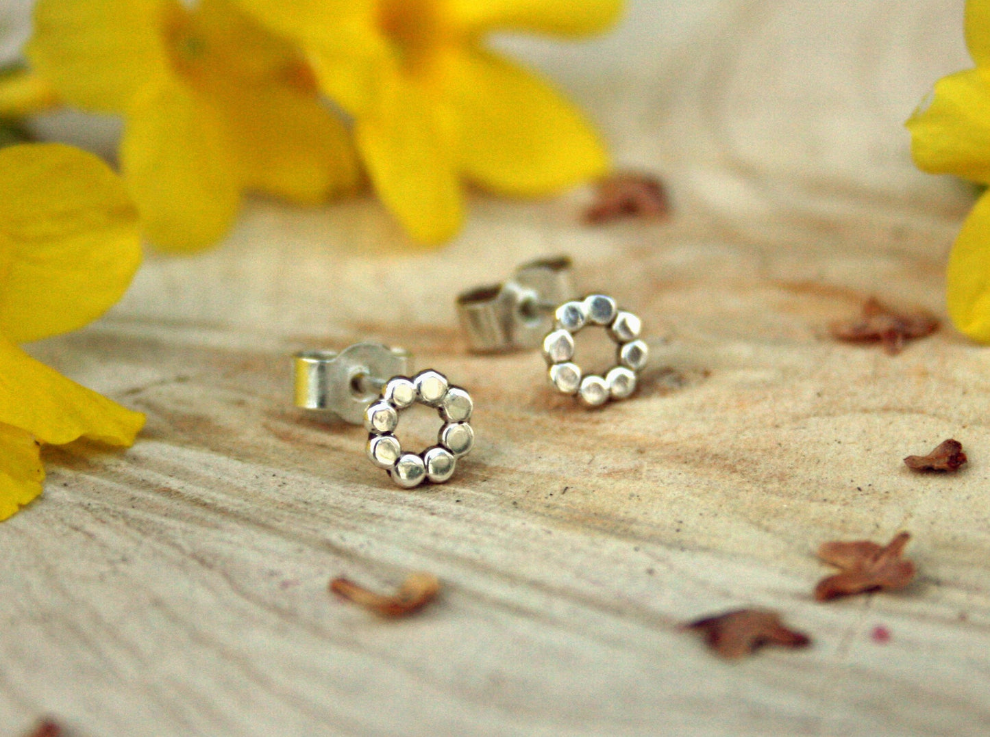 Silver Flower Stud Earrings by Curious Magpie Jewellery
