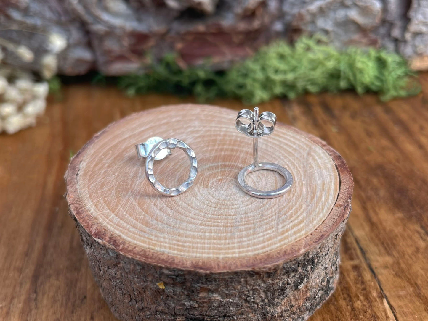 Silver Luna Circle Stud Earrings by Curious Magpie Jewellery