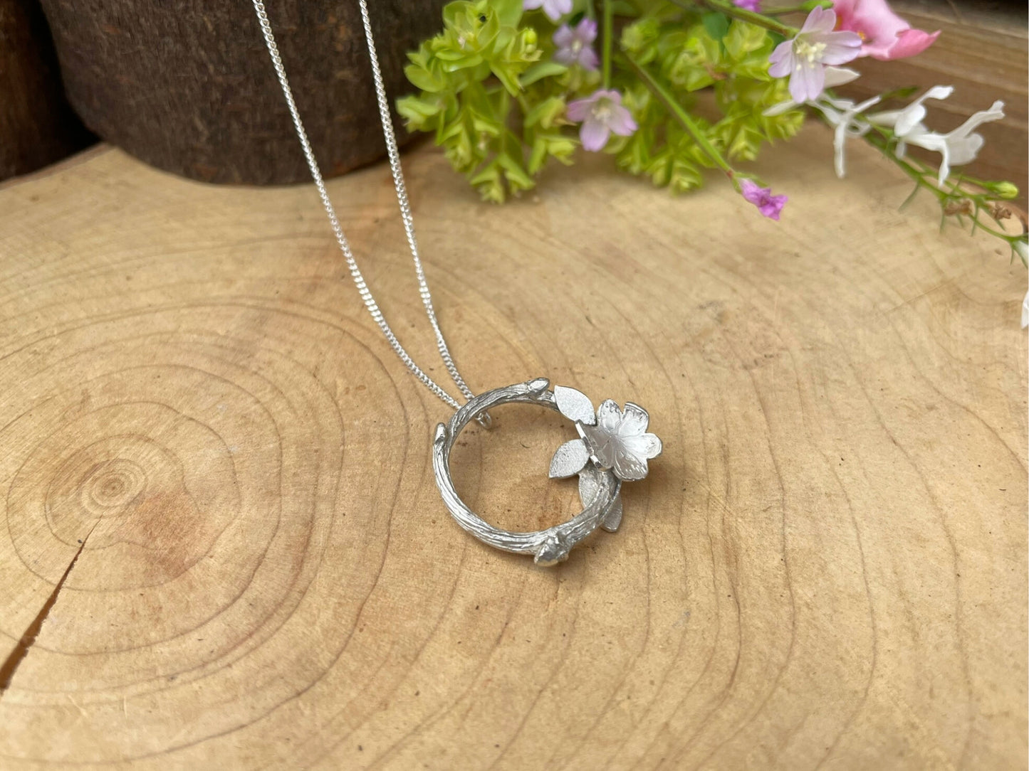 Silver Meadow Bloom Necklace by Curious Magpie Jewellery