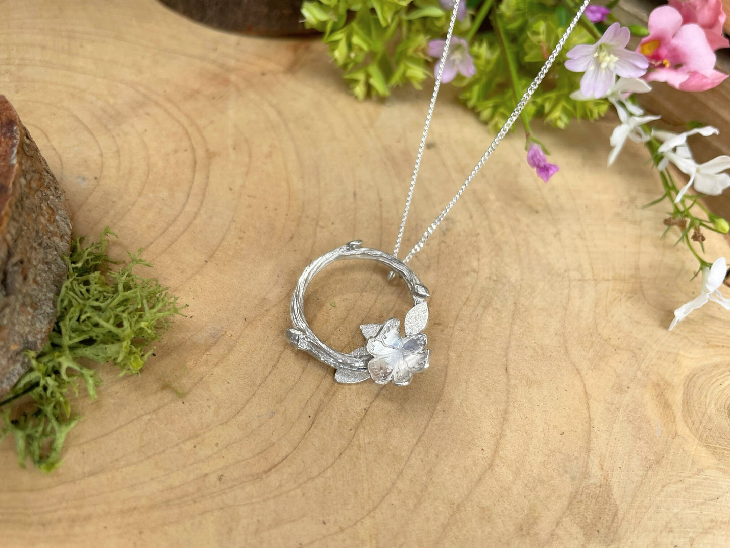 Silver Meadow Bloom Necklace by Curious Magpie Jewellery