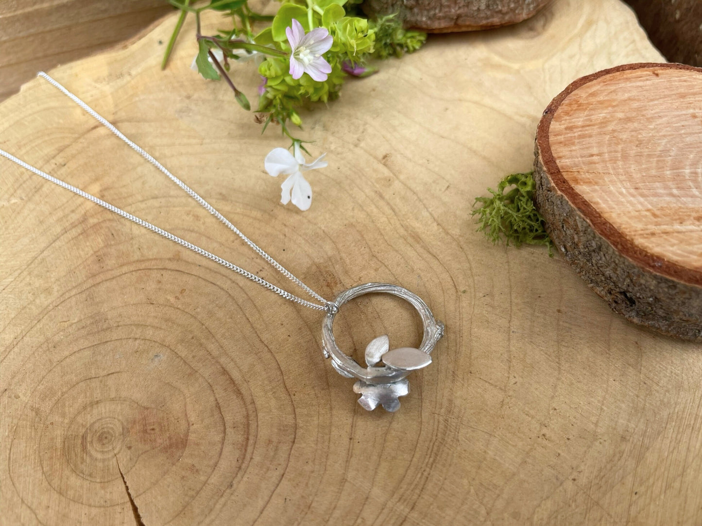 Silver Meadow Bloom Necklace by Curious Magpie Jewellery