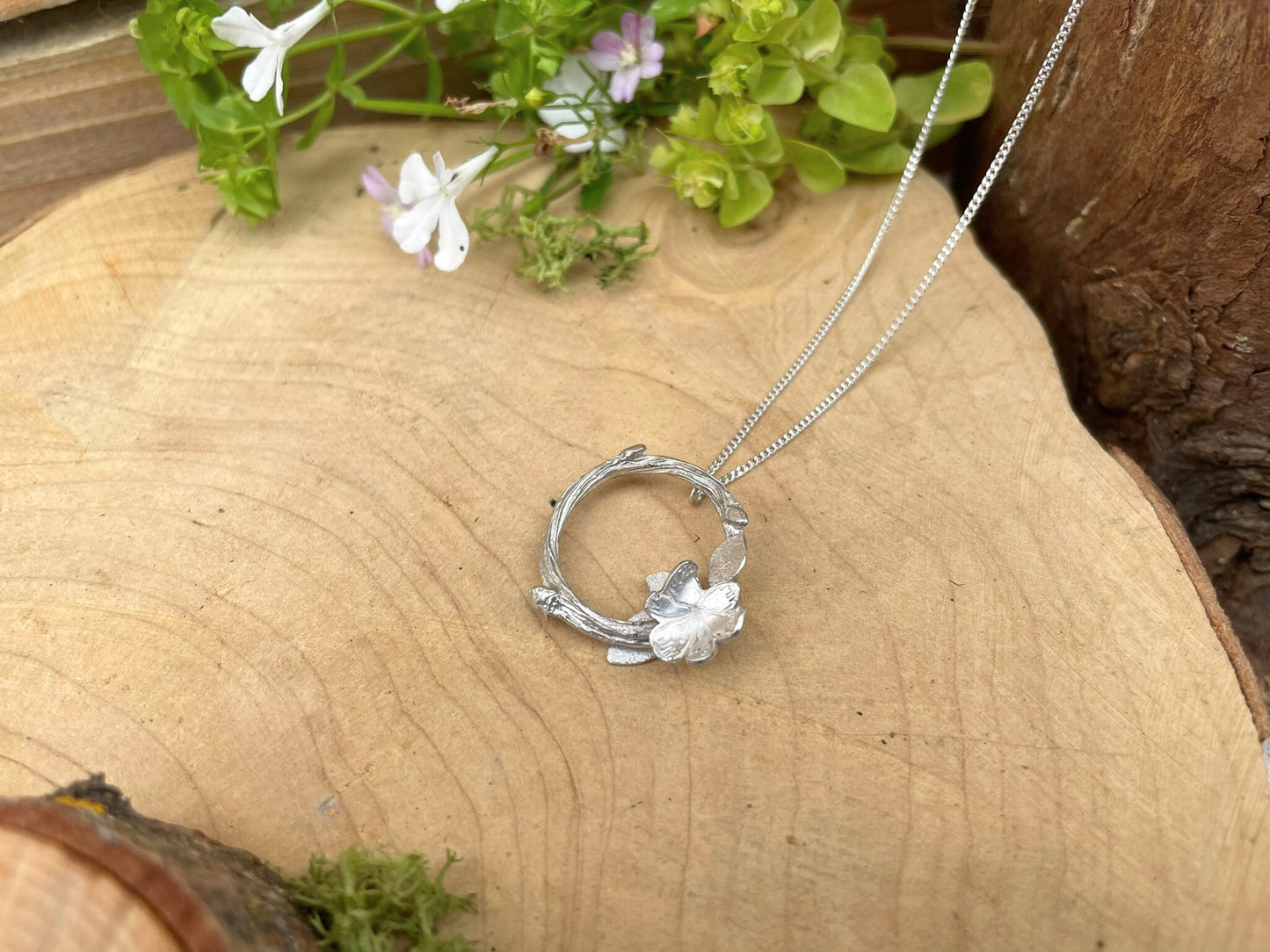 Silver Meadow Bloom Necklace by Curious Magpie Jewellery
