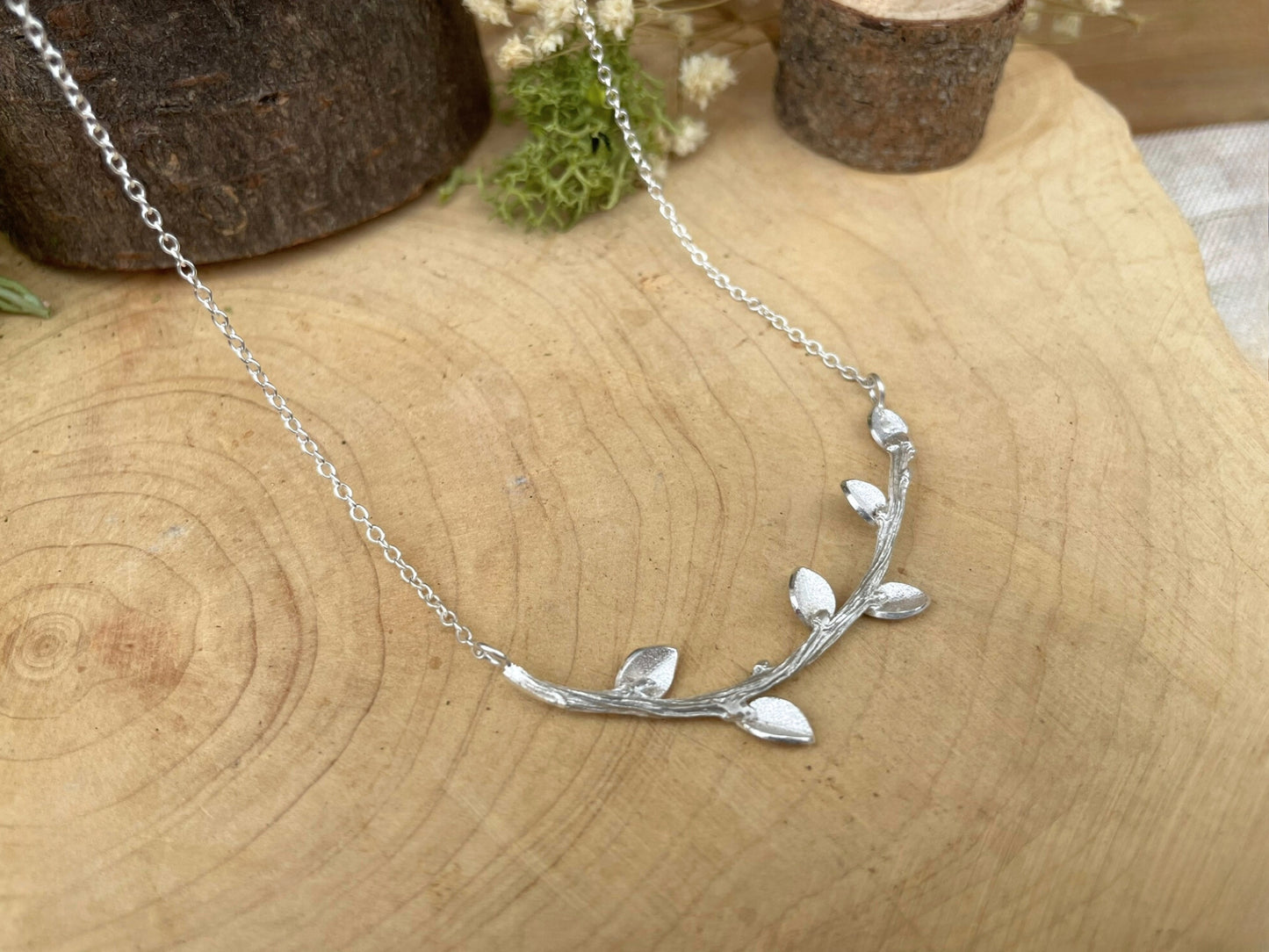 Silver Meadow Branch Necklace by Curious Magpie Jewellery