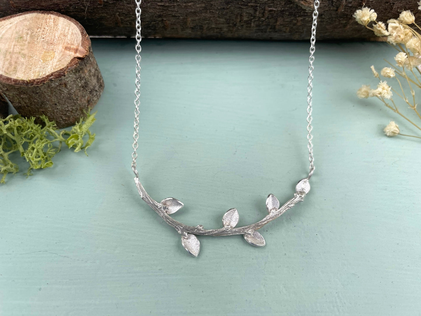 Silver Meadow Branch Necklace by Curious Magpie Jewellery