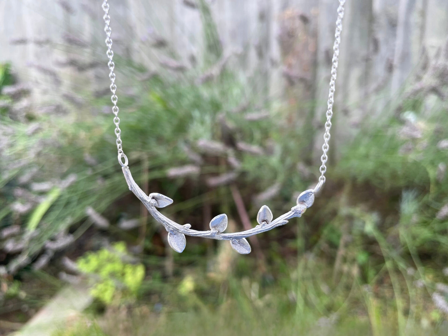 Silver Meadow Branch Necklace by Curious Magpie Jewellery