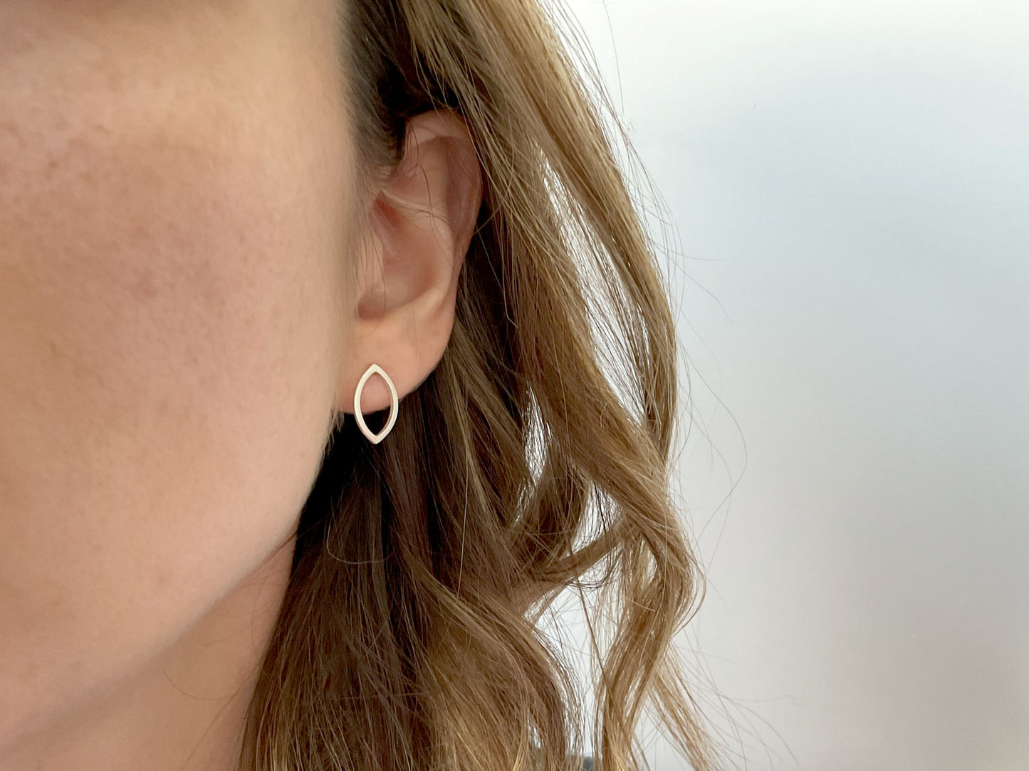 Silver Navette Stud Earrings
