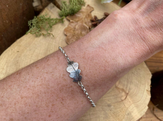 Silver Oak Leaf Bracelet by Curious Magpie Jewellery