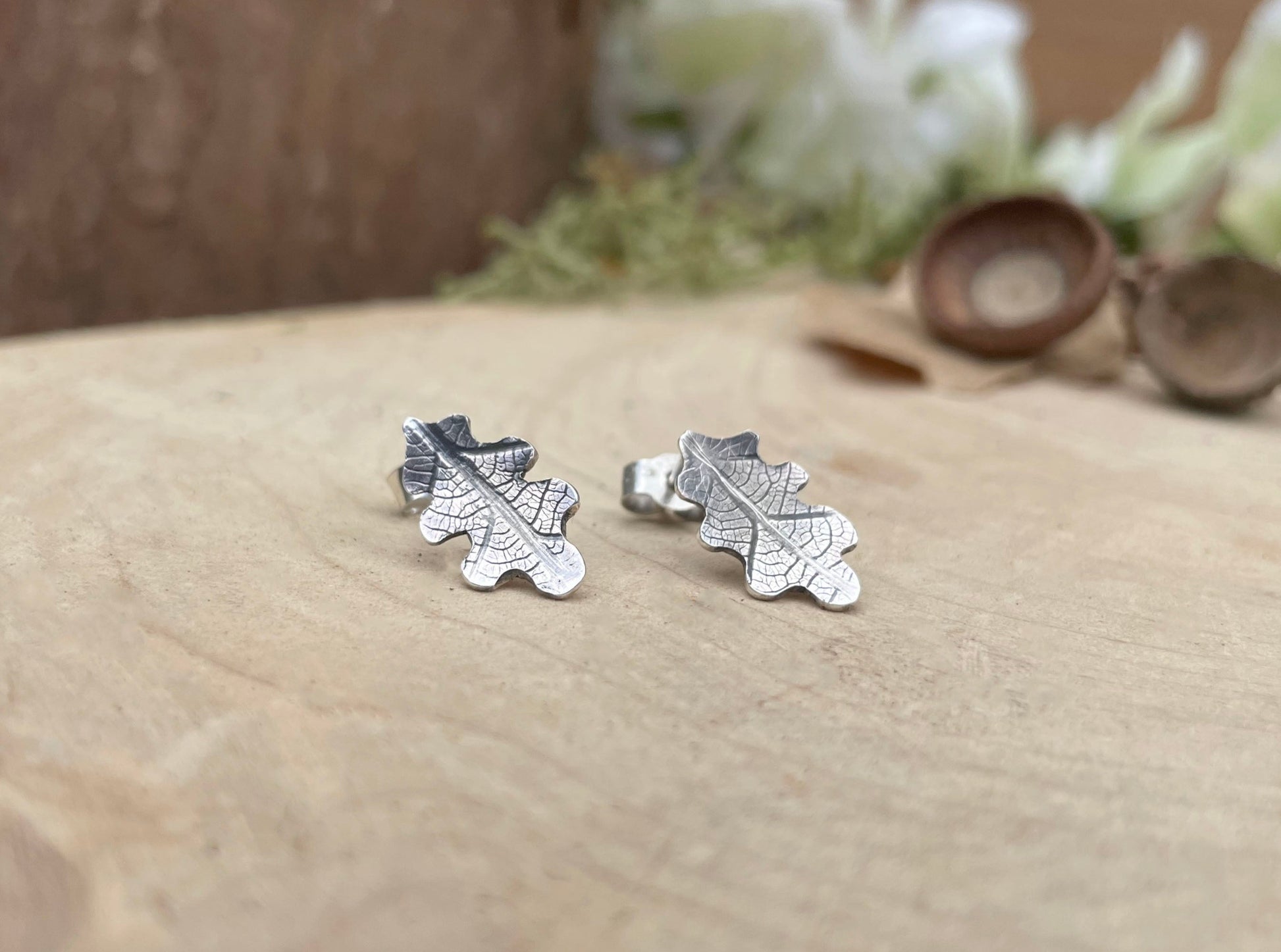 Silver Oak Leaf Earrings by Curious Magpie Jewellery