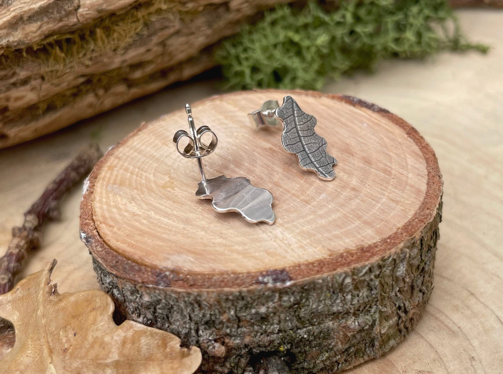 Silver Oak Leaf Earrings by Curious Magpie Jewellery