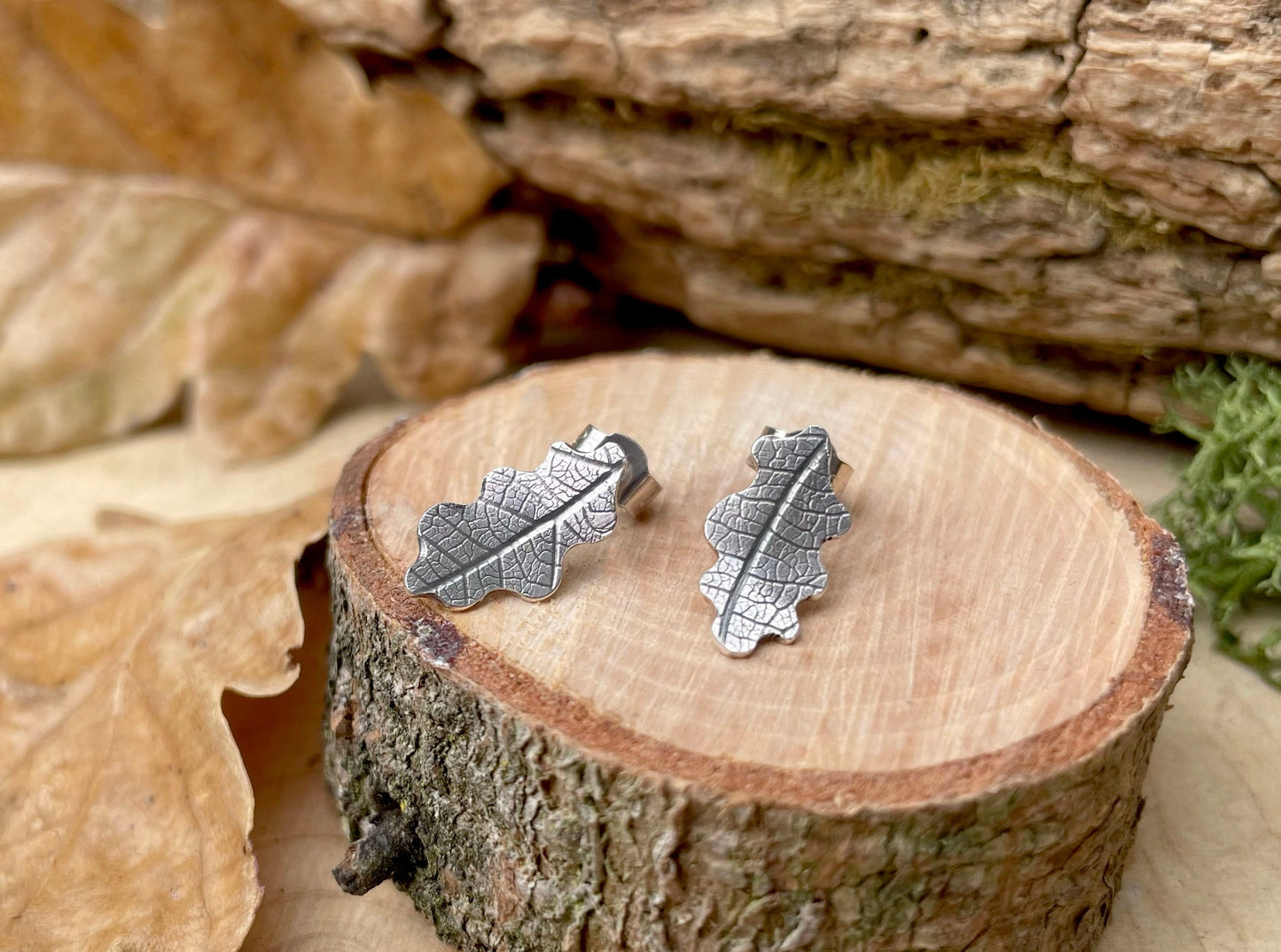 Silver Oak Leaf Earrings by Curious Magpie Jewellery
