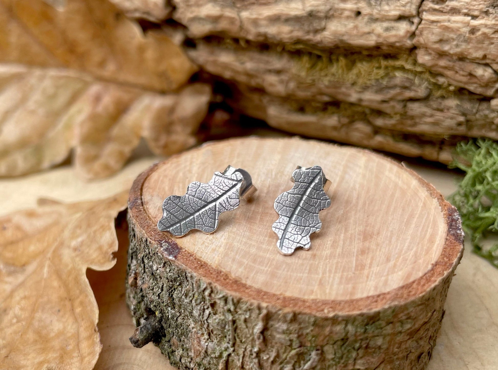Silver Oak Leaf Earrings by Curious Magpie Jewellery
