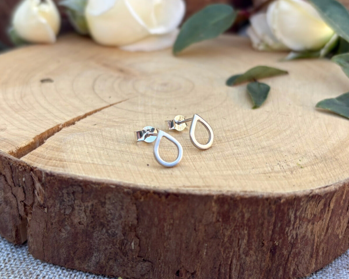 Silver Dewdrop Stud Earrings by Curious Magpie Jewellery