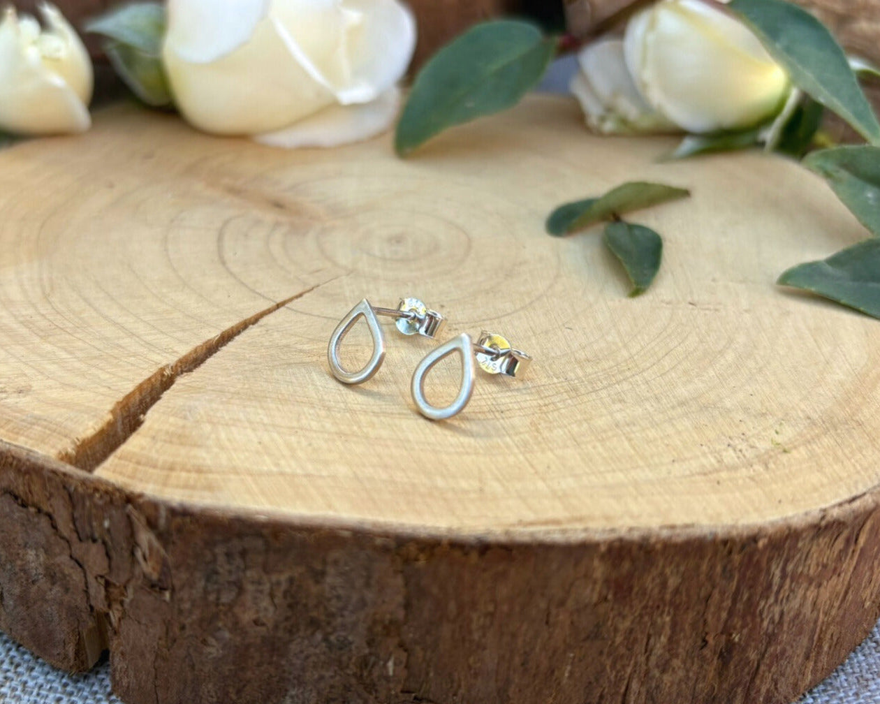 Silver Dewdrop Stud Earrings by Curious Magpie Jewellery