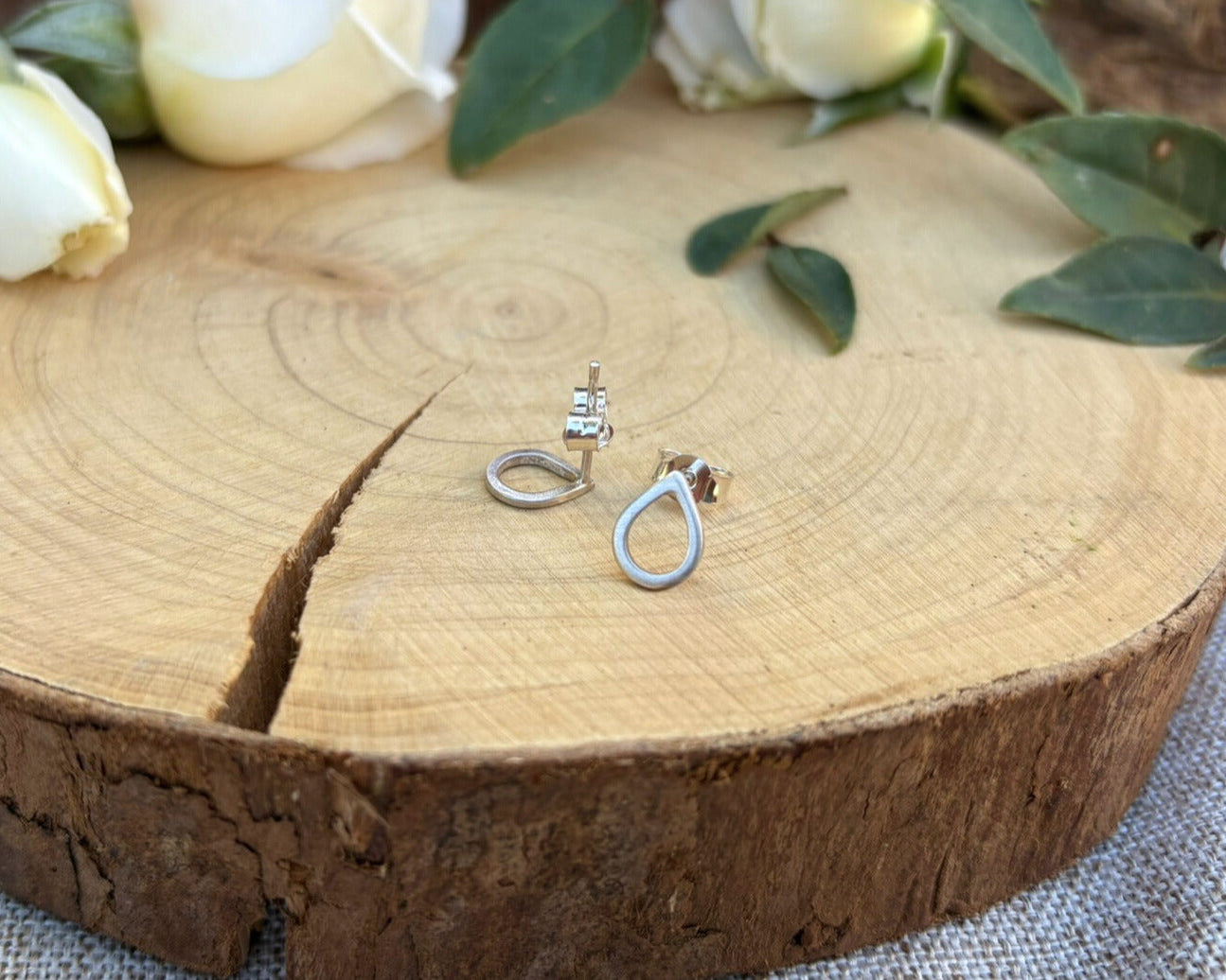 Silver Dewdrop Stud Earrings by Curious Magpie Jewellery