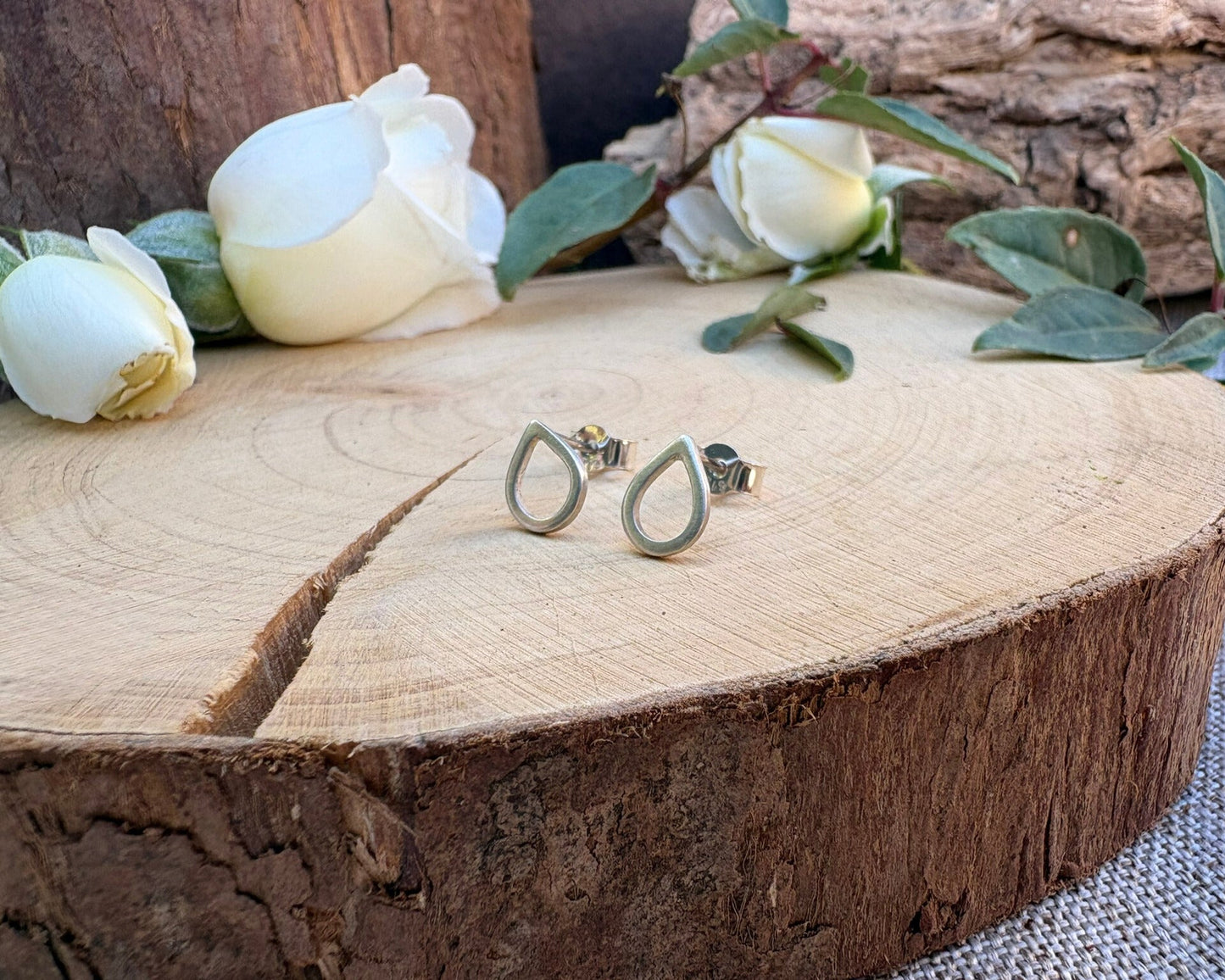Silver Dewdrop Stud Earrings by Curious Magpie Jewellery