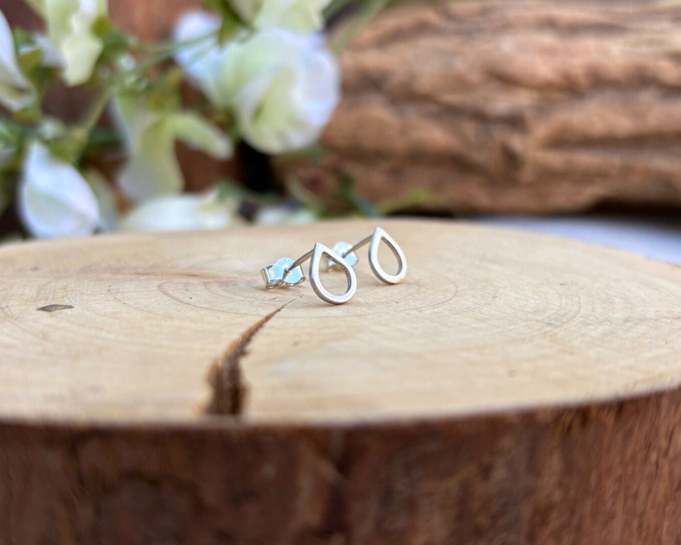 Silver Dewdrop Stud Earrings by Curious Magpie Jewellery