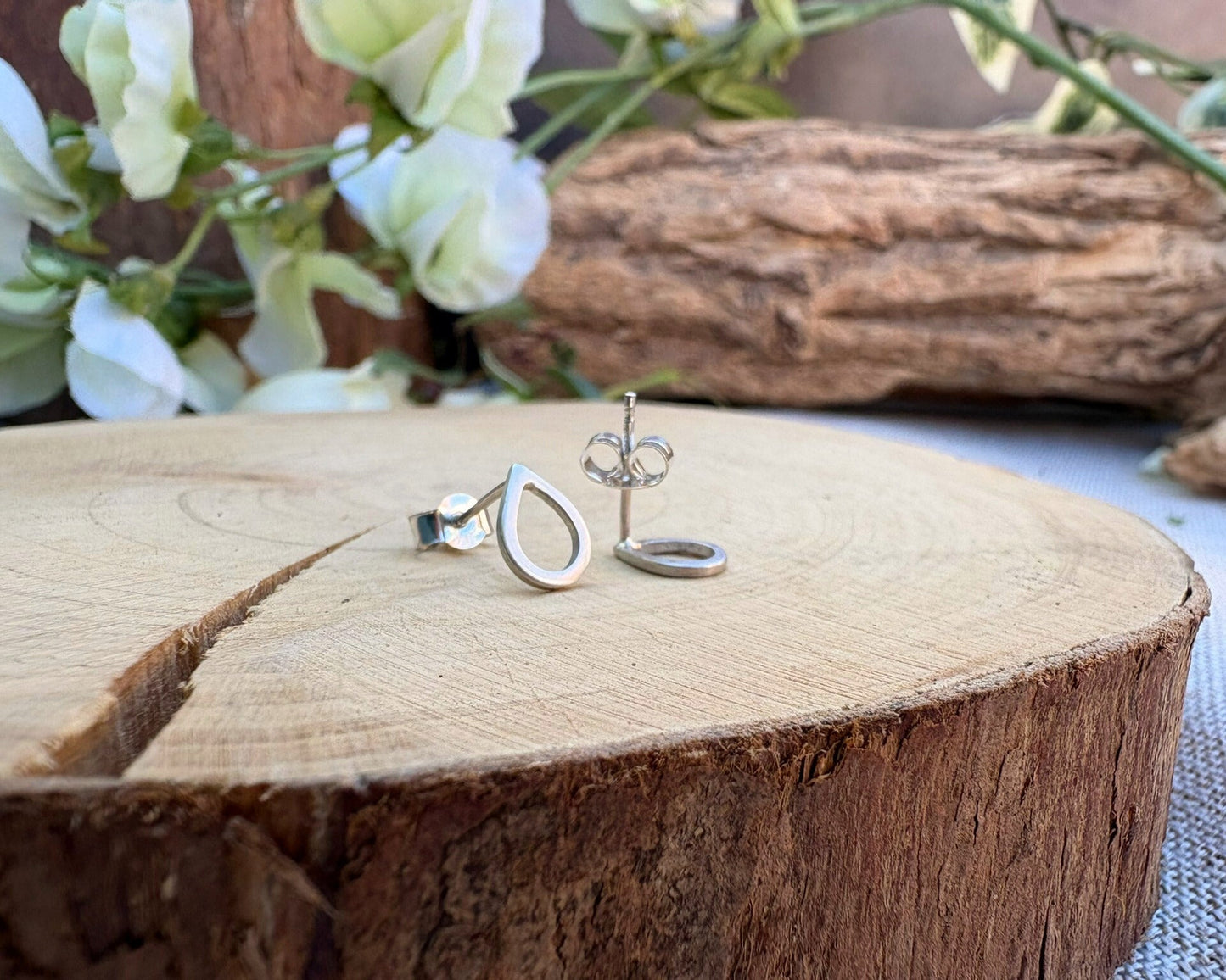 Silver Dewdrop Stud Earrings by Curious Magpie Jewellery