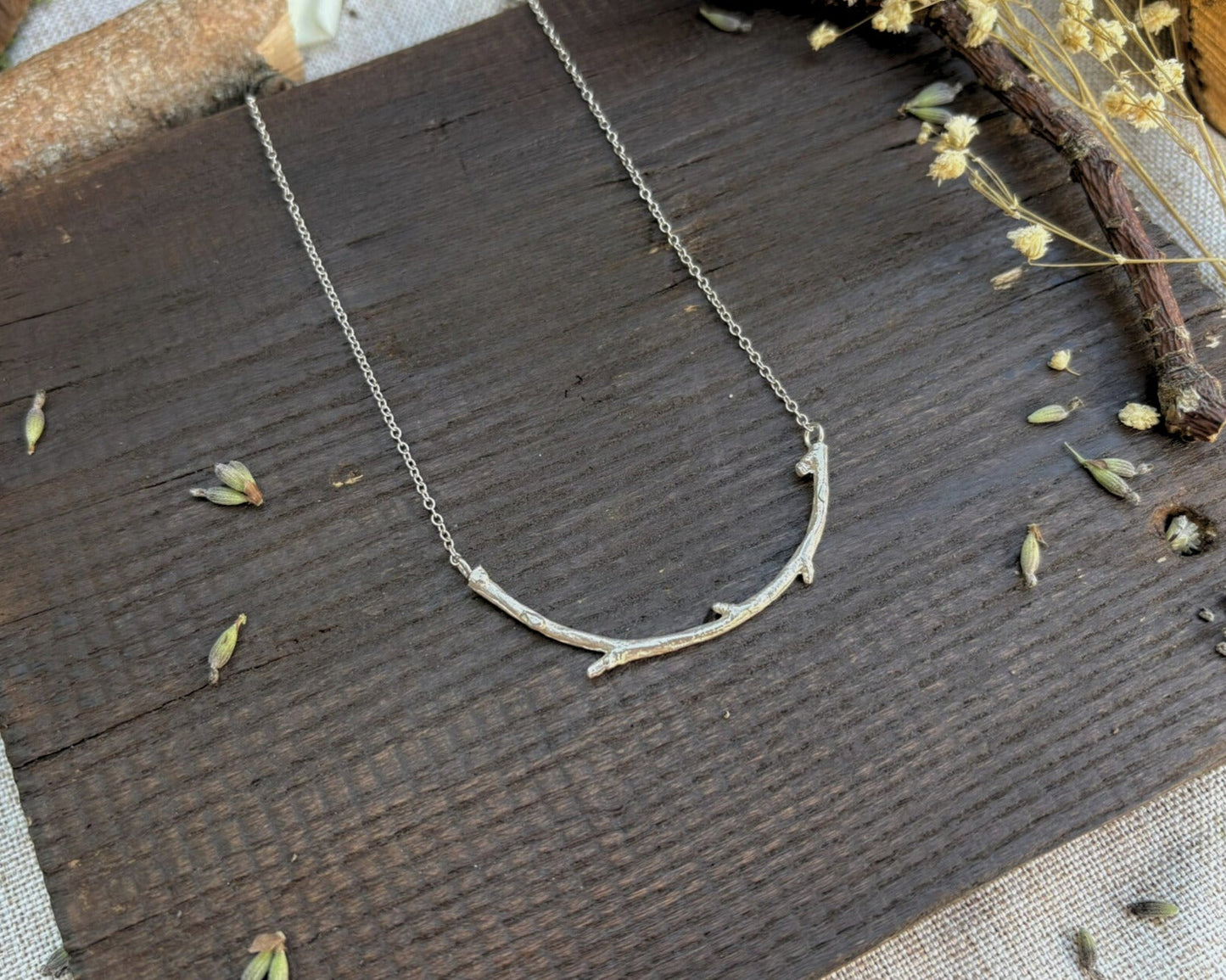 Silver Twig Necklace by Curious Magpie Jewellery