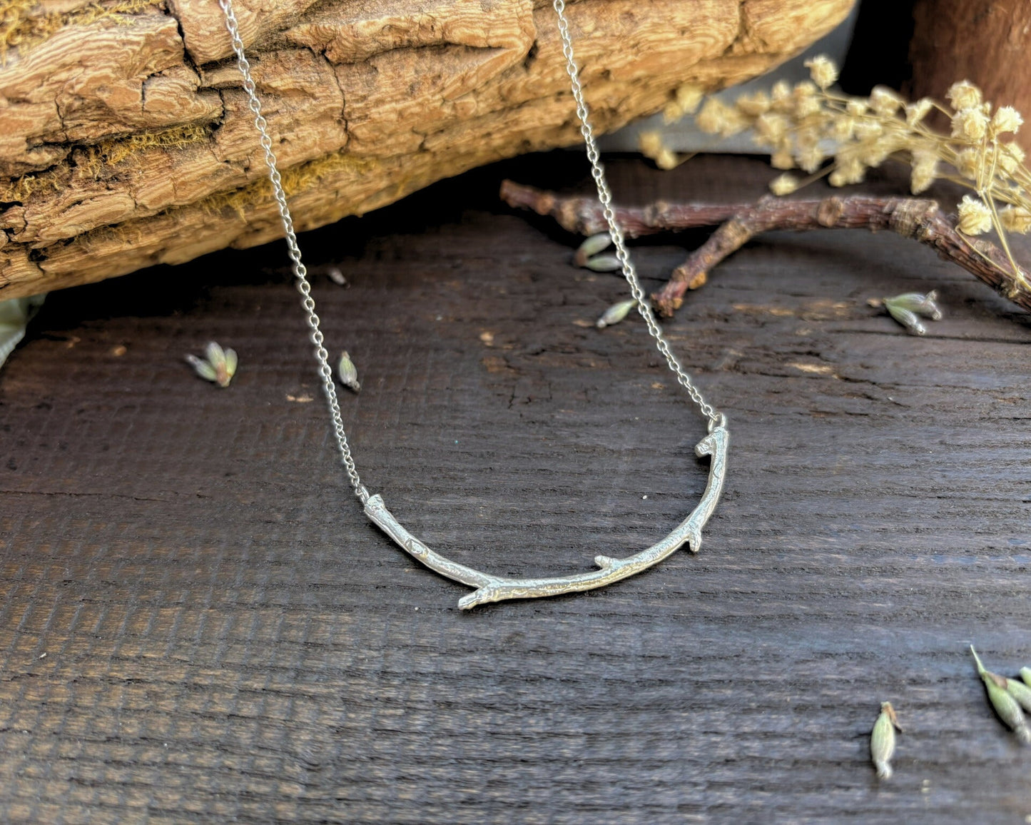 Silver Twig Necklace by Curious Magpie Jewellery
