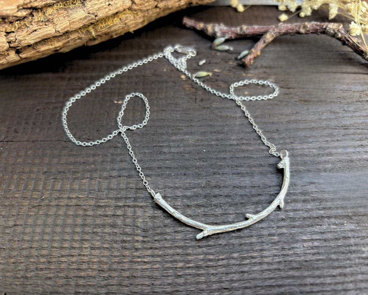 Silver Twig Necklace by Curious Magpie Jewellery