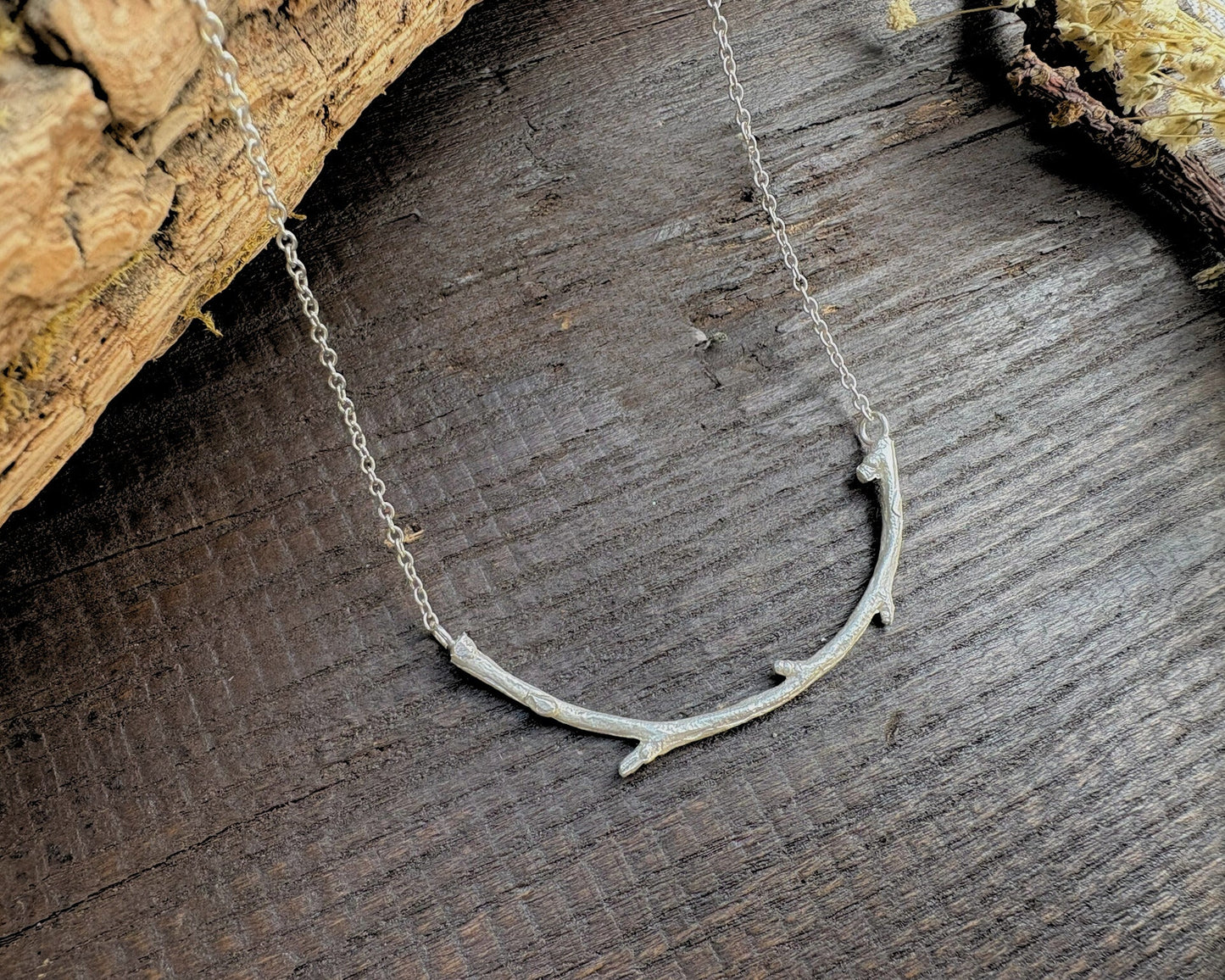 Silver Twig Necklace by Curious Magpie Jewellery