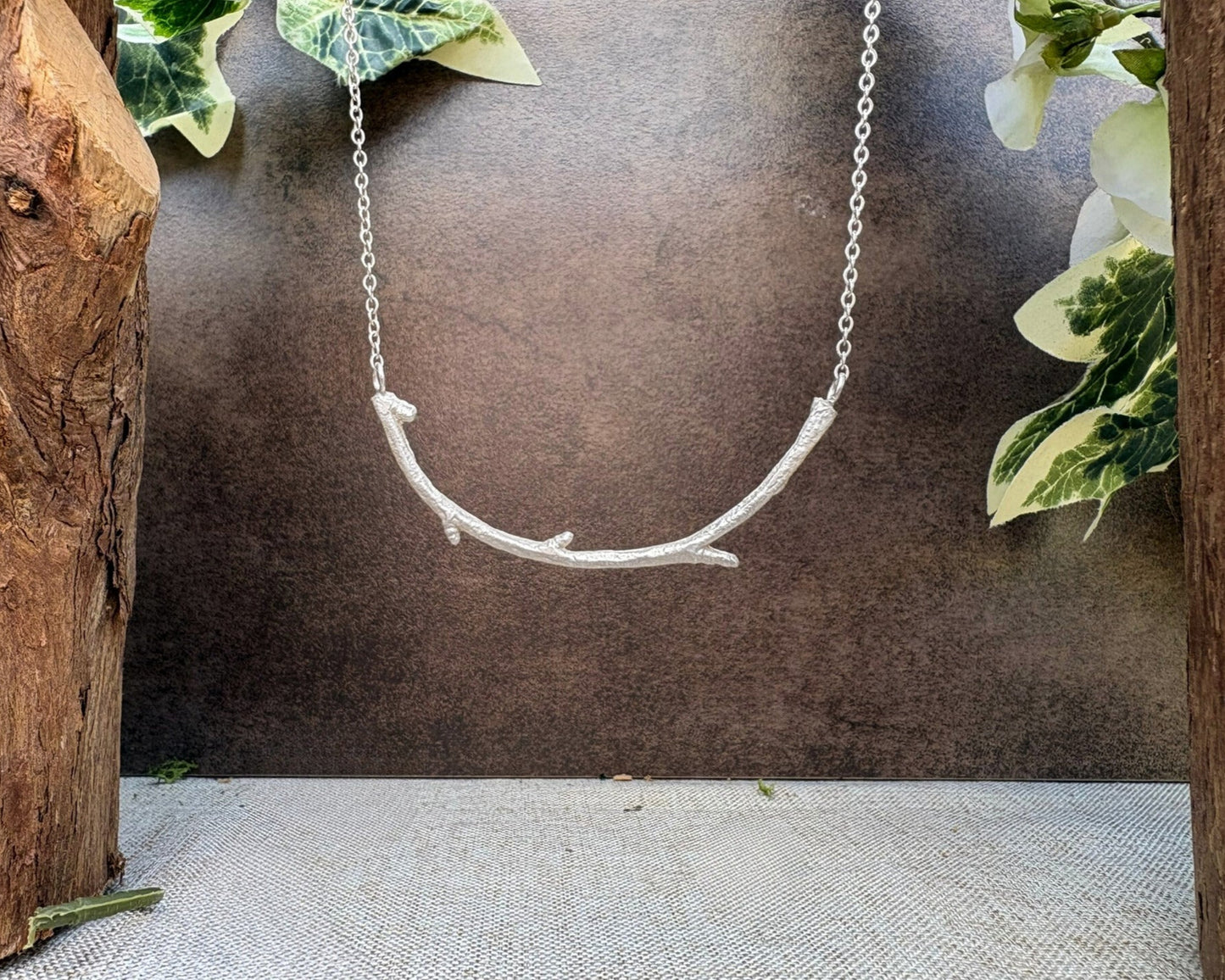 Silver Twig Necklace by Curious Magpie Jewellery