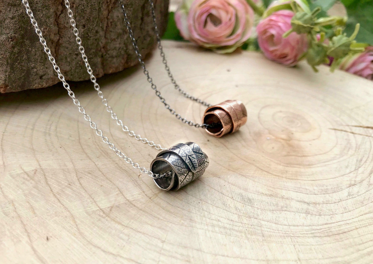 Silver Curled Leaf Necklace by Curious Magpie