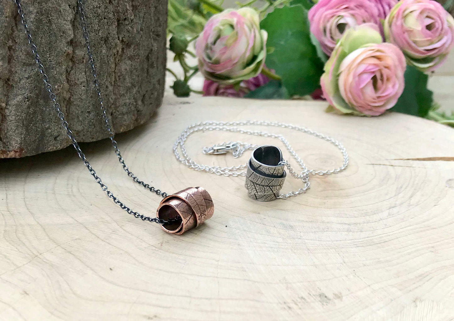Silver Curled Leaf Necklace by Curious Magpie