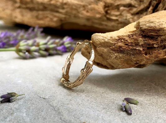 9ct Yellow Gold Twig Ring by Curious Magpie