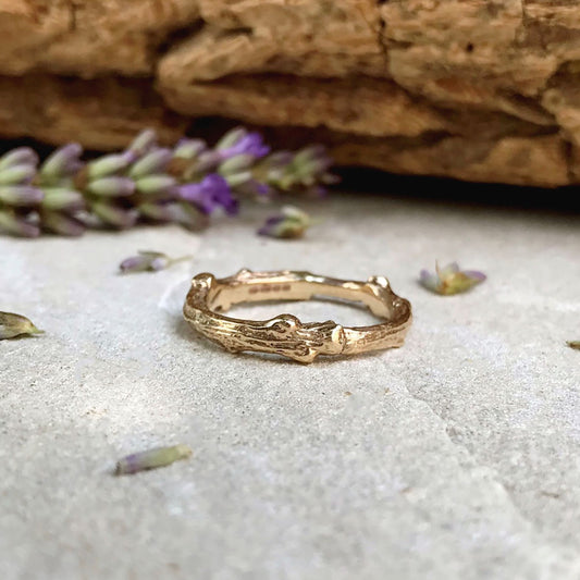 9ct Yellow Gold Twig Ring by Curious Magpie