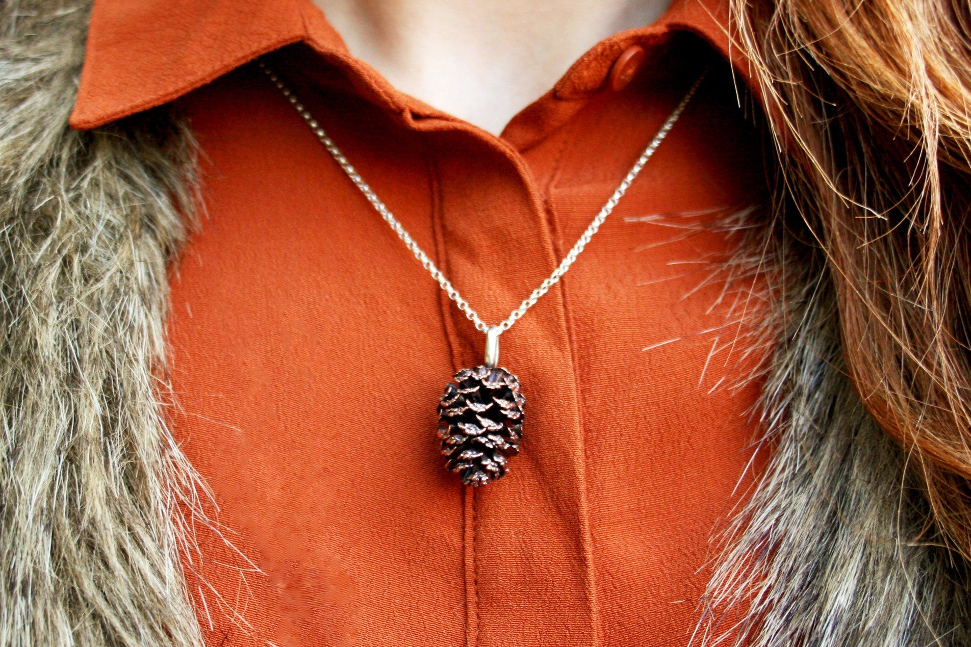 Chunky Copper Pinecone Necklace - Curious Magpie Jewellery - 4