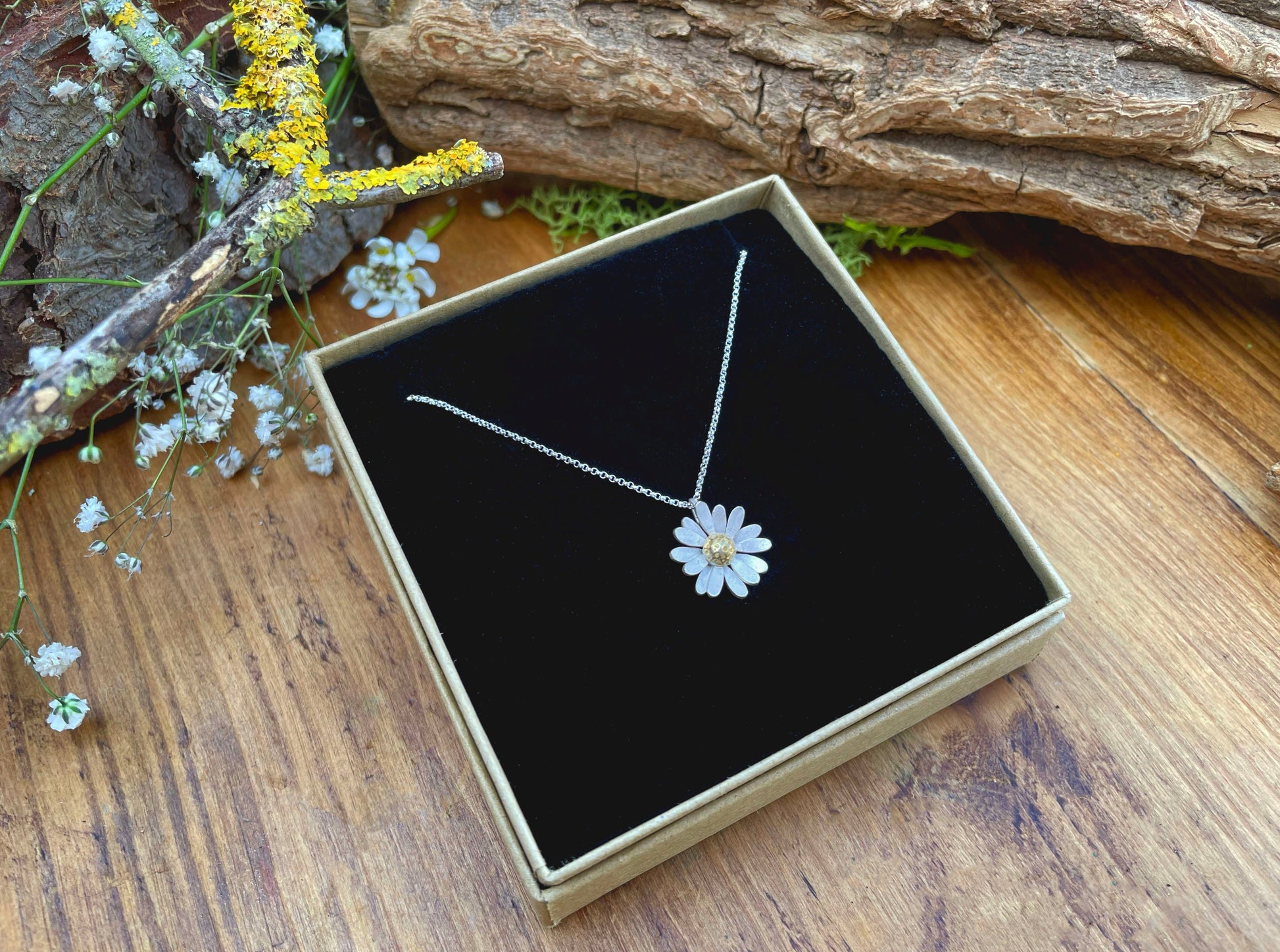 Gold & Silver Daisy Necklace by Curious Magpie Jewellery