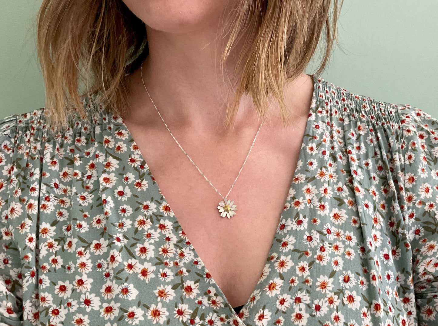 Gold & Silver Daisy Necklace by Curious Magpie Jewellery