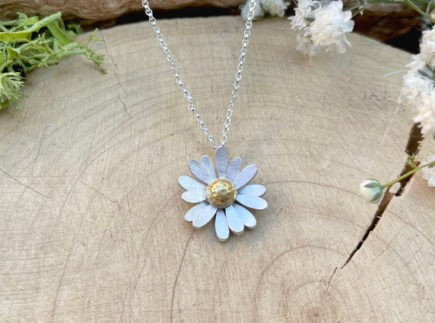 Gold & Silver Daisy Necklace by Curious Magpie Jewellery