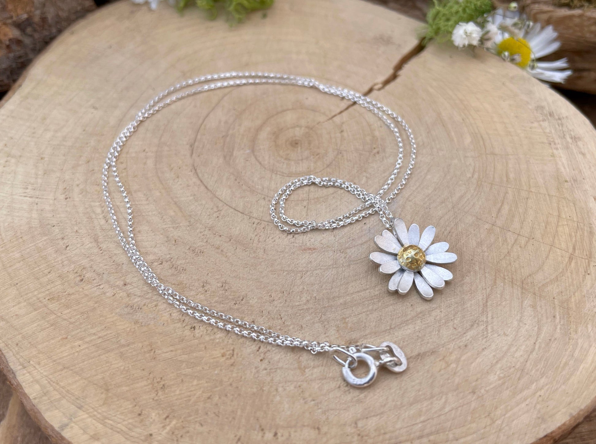 Gold & Silver Daisy Necklace by Curious Magpie Jewellery