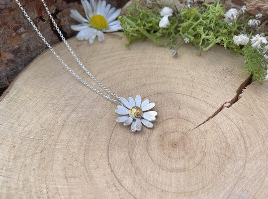 Gold & Silver Daisy Necklace by Curious Magpie Jewellery