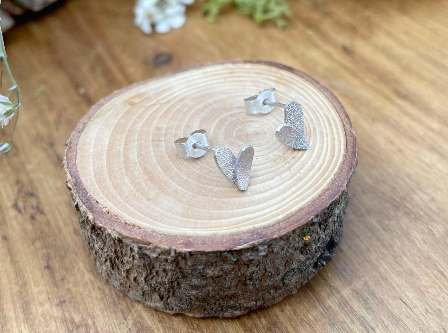 Silver Petal Duo Stud Earrings by Curious Magpie Jewellery